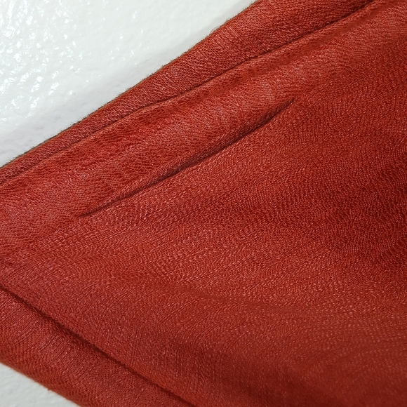 EILEEN FISHER Rust Orange Linen Blend Cropped Wide Leg Pants - Picture 6 of 9